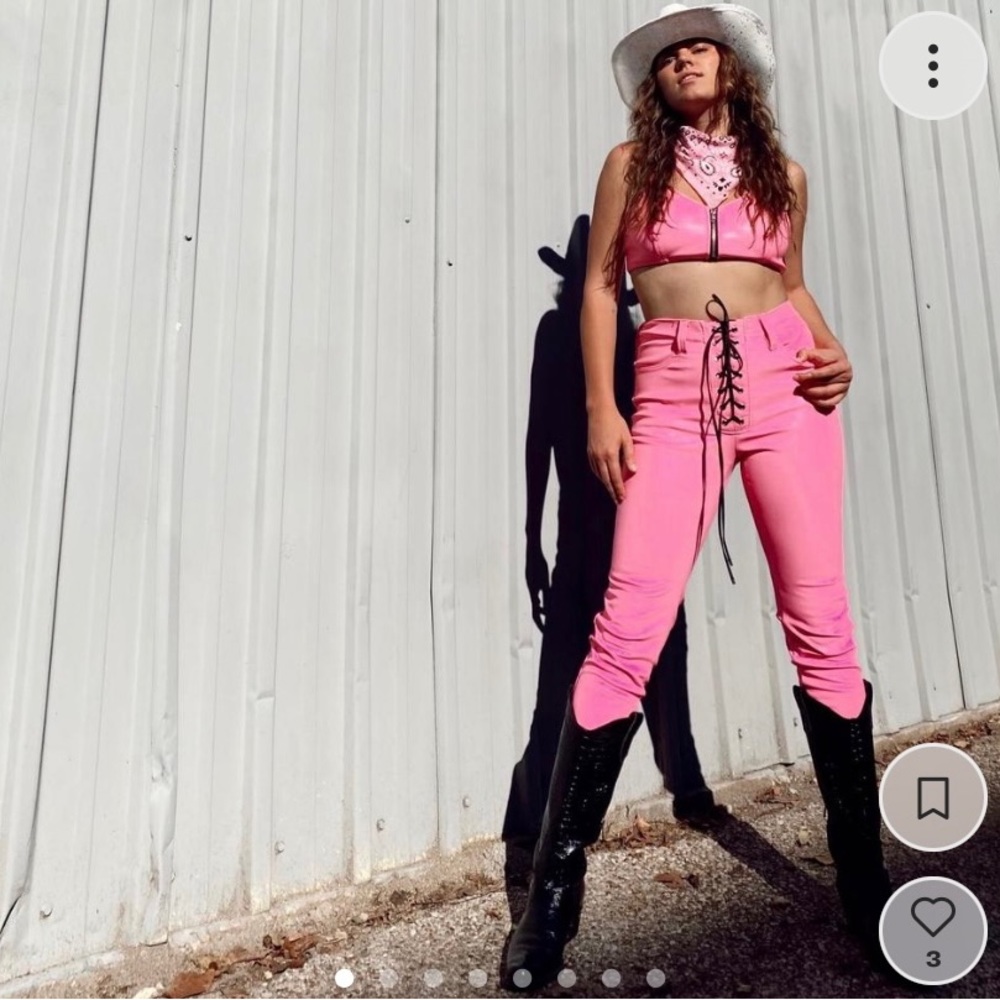 TRIPP NYC hot pink leather set